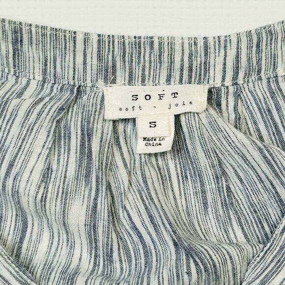 Soft Joie Tunic Womens Small Blue White Printed V-Neck Blouse Top 100% Cotton - Picture 4 of 8